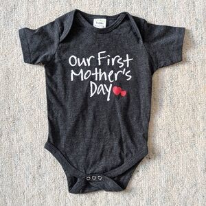 Heather Dark Grey 'Our First Mother's Day' Baby Onesie